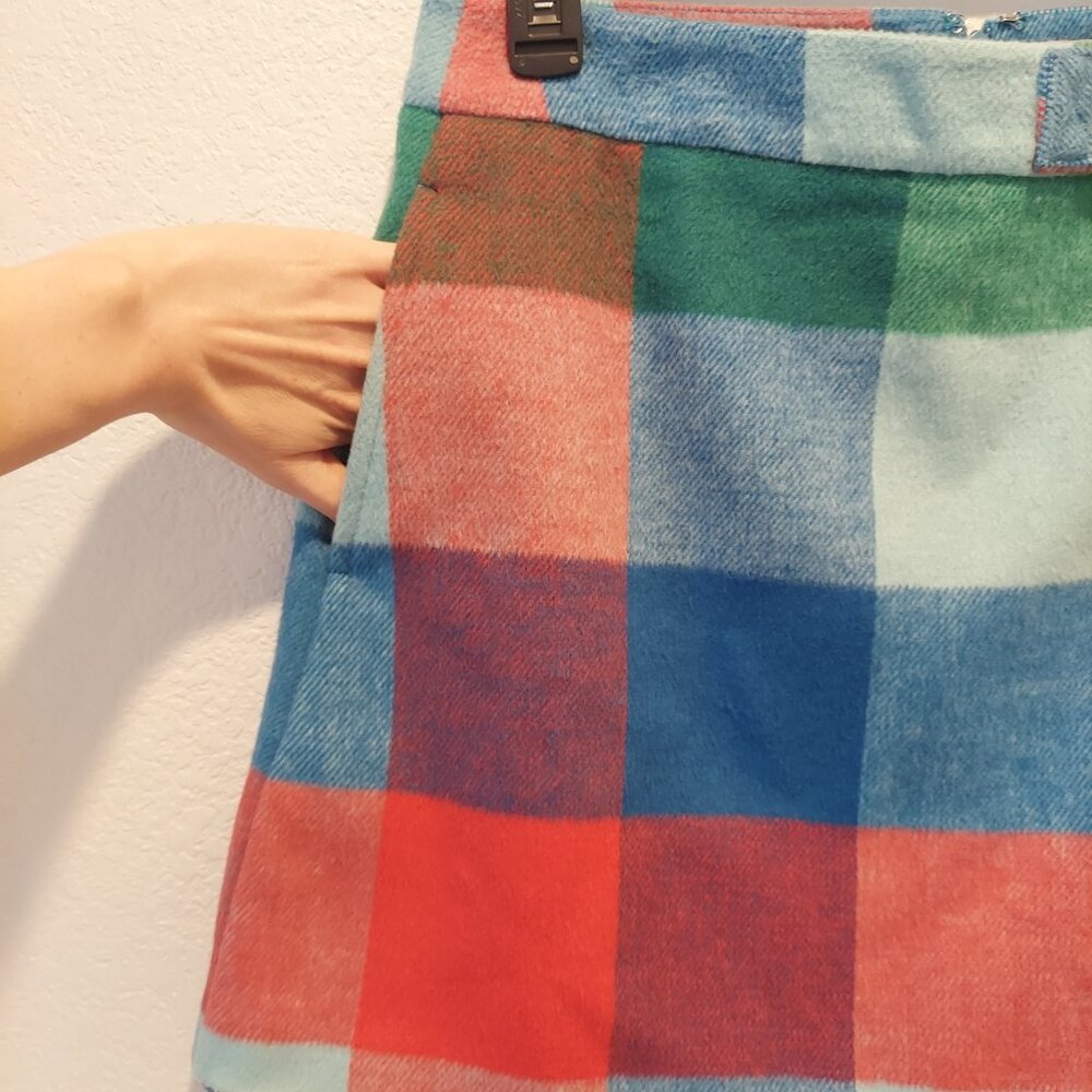 NWT Scoop Plaid Asymmetrical Skirt | Crossover Waist Mini | Size 8 - Picture 6 of 10